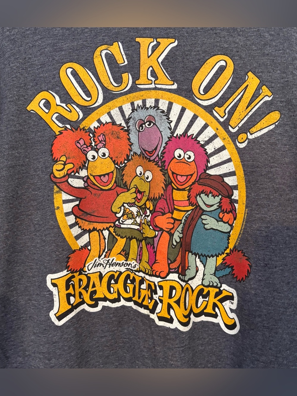 Gildan Charcoal/Blue Fraggle Rock "Rock On!" Graphic Tee - Picture 3 of 4